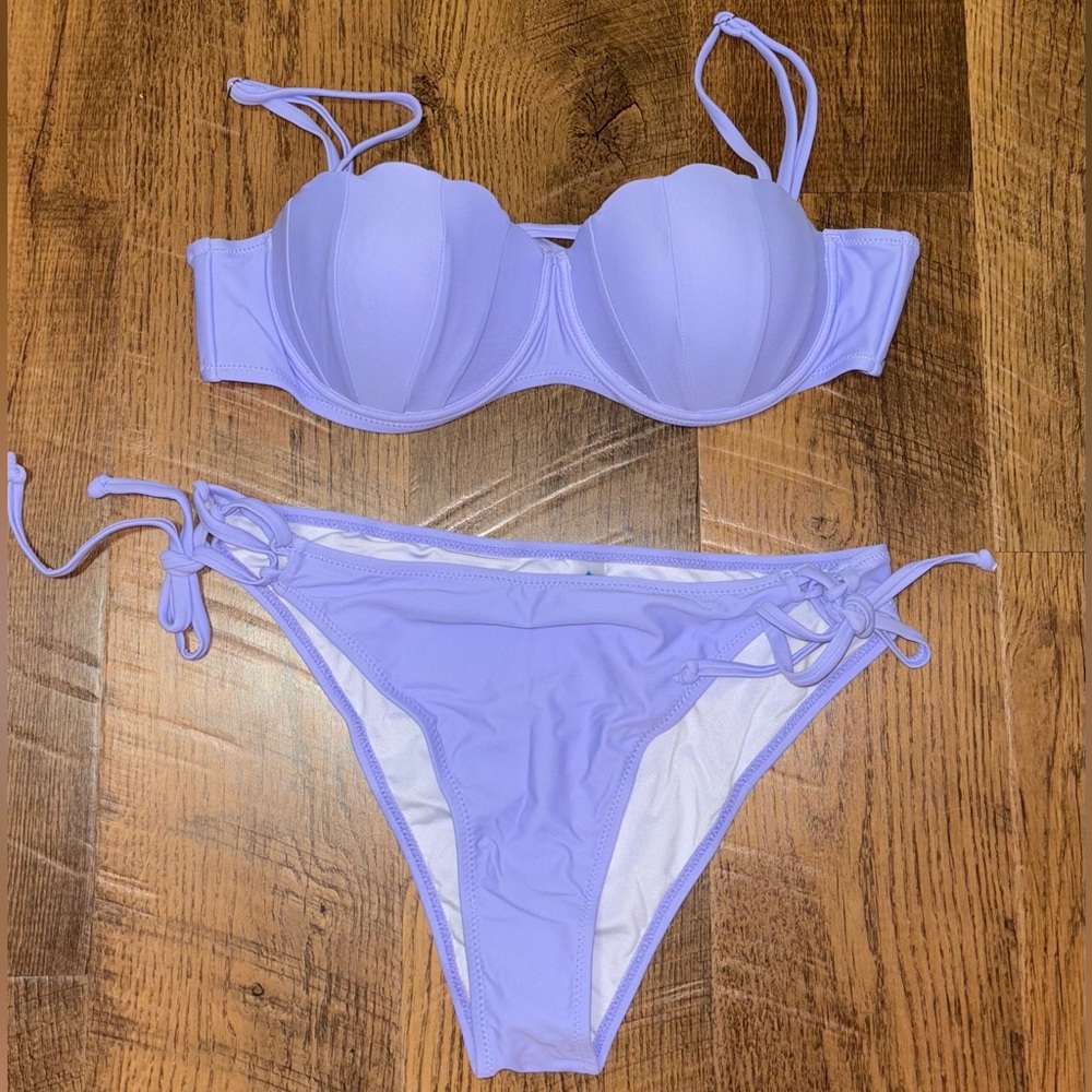 Stylish Lavender Shell Push Up Bikini Set